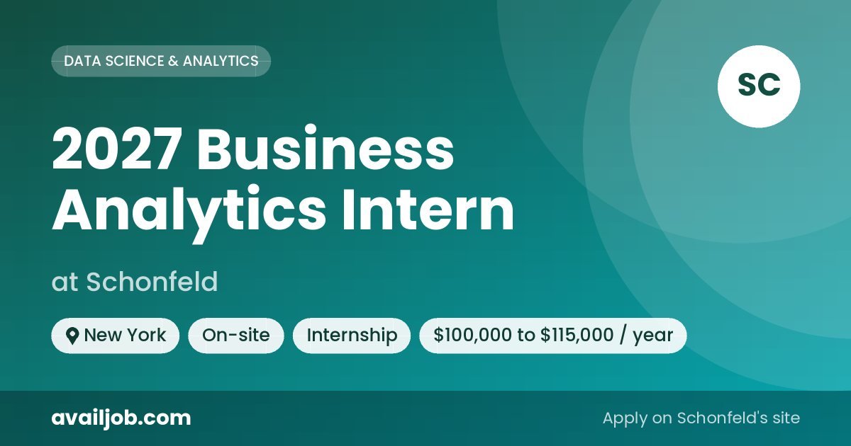 2027 Business Analytics Intern job at Schonfeld in New York