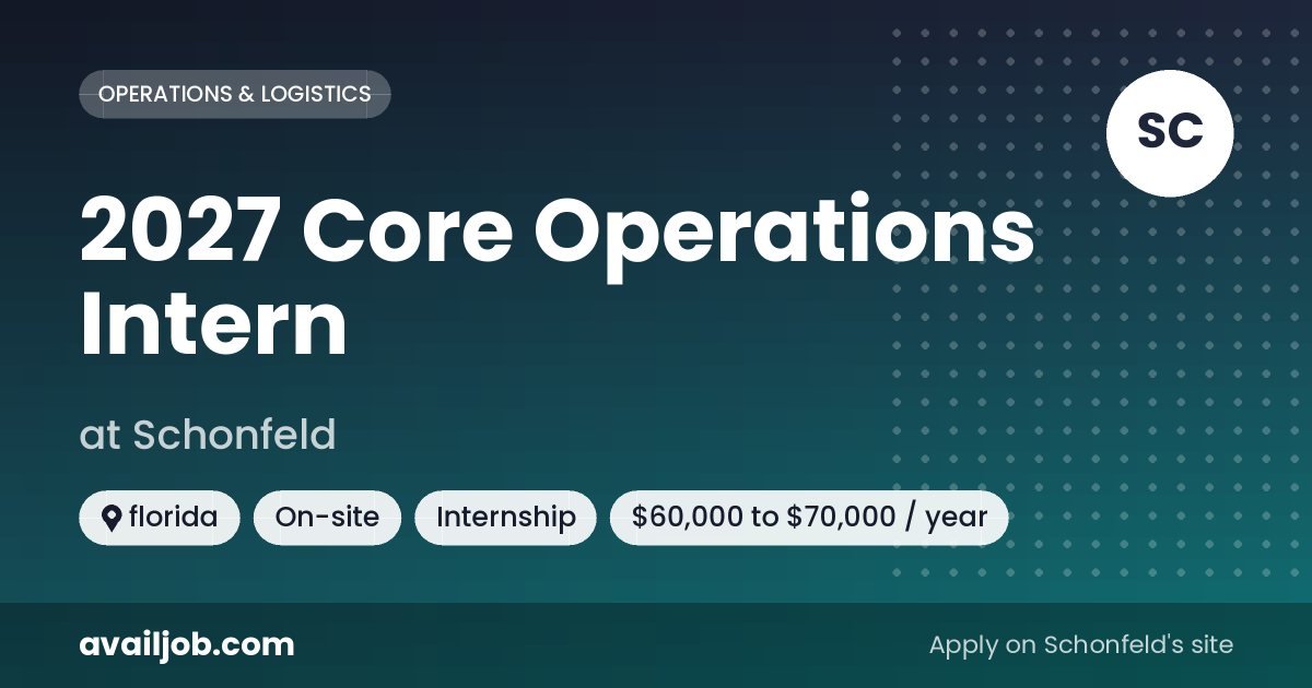 2027 Core Operations Intern job at Schonfeld in florida