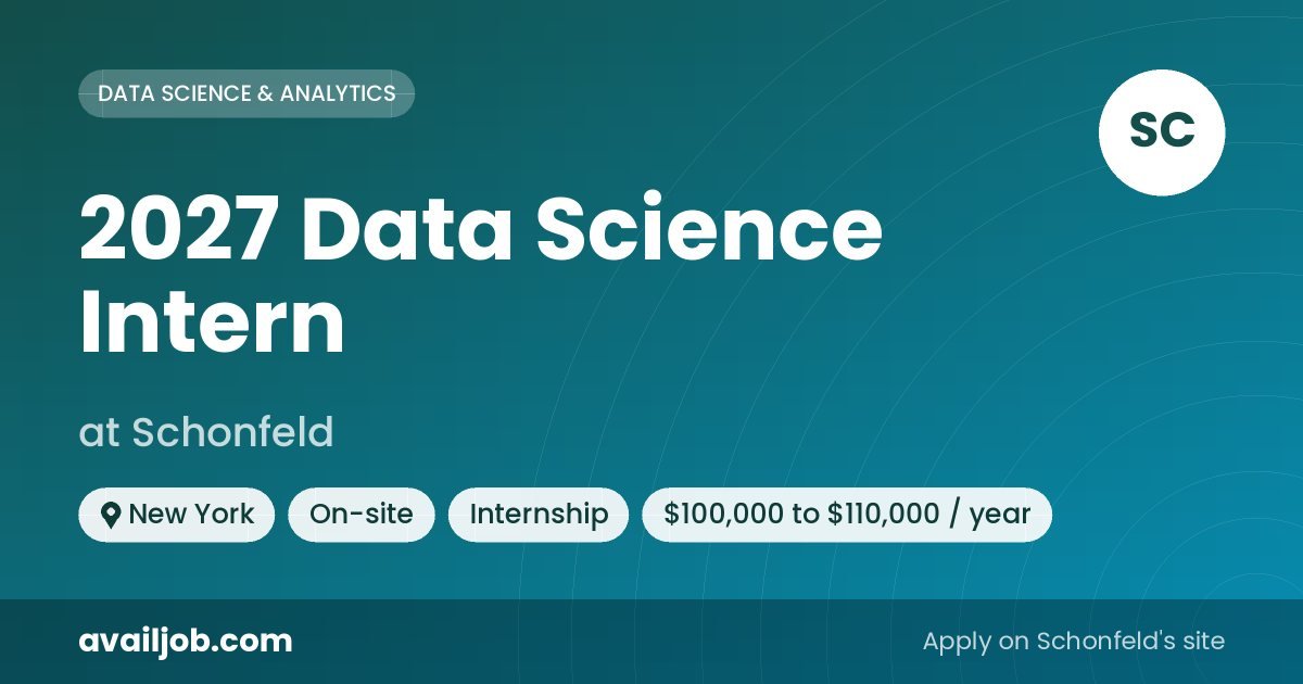 2027 Data Science Intern job at Schonfeld in New York