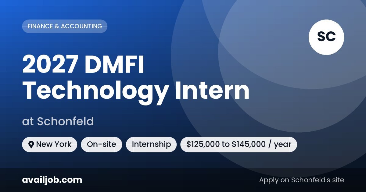 2027 DMFI Technology Intern job at Schonfeld in New York
