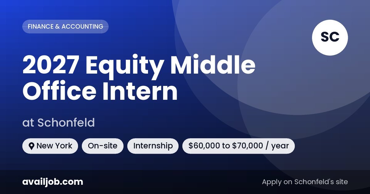 2027 Equity Middle Office Intern job at Schonfeld in New York