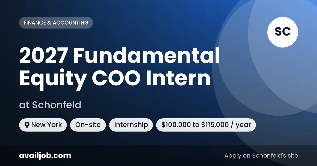 2027 Fundamental Equity COO Intern job at Schonfeld in New York