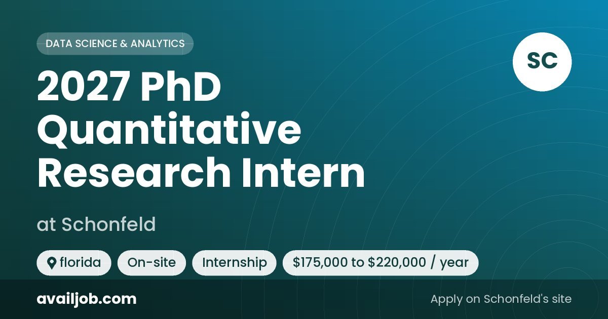 2027 PhD Quantitative Research Intern job at Schonfeld in florida