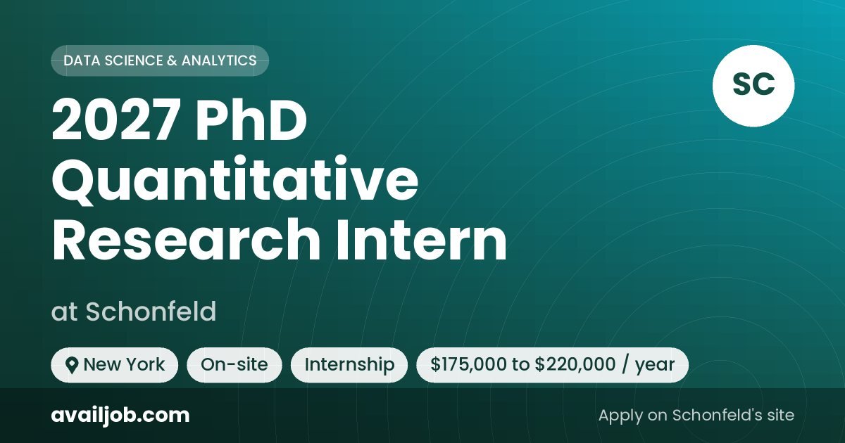 2027 PhD Quantitative Research Intern job at Schonfeld in New York