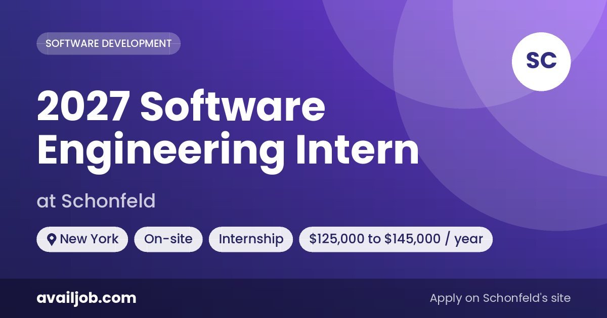2027 Software Engineering Intern job at Schonfeld in New York