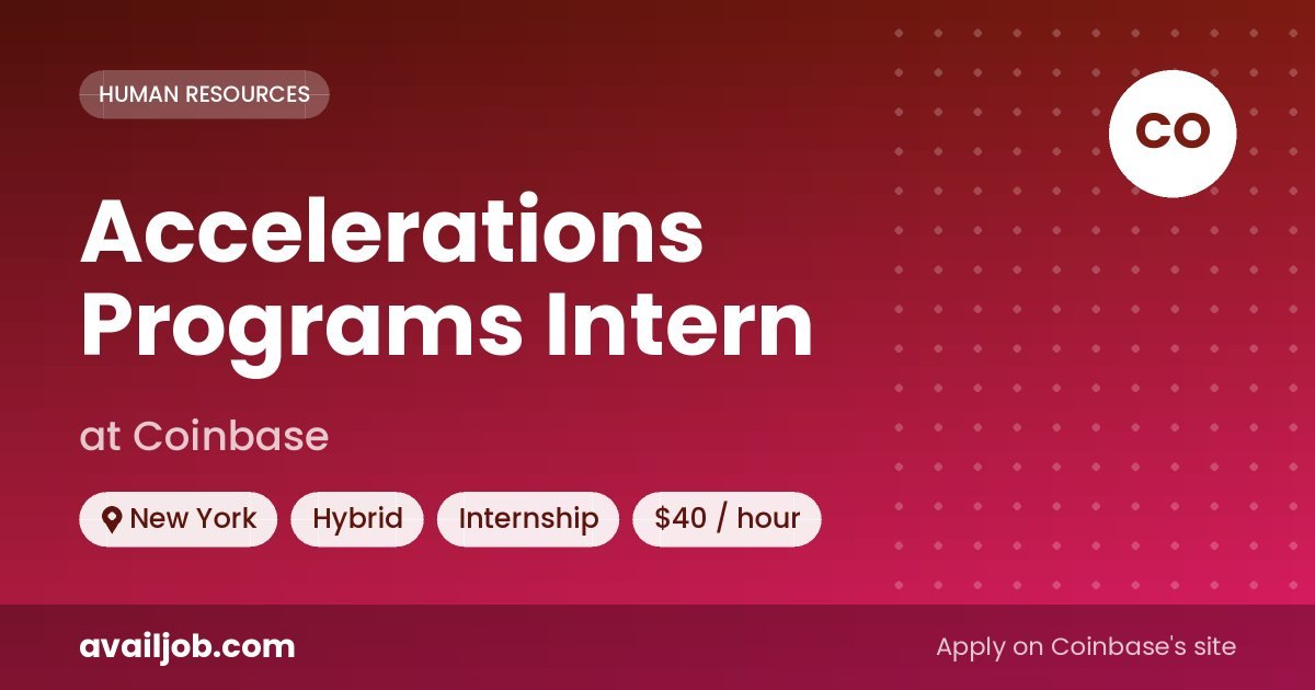 Accelerations Programs Intern job at Coinbase in New York