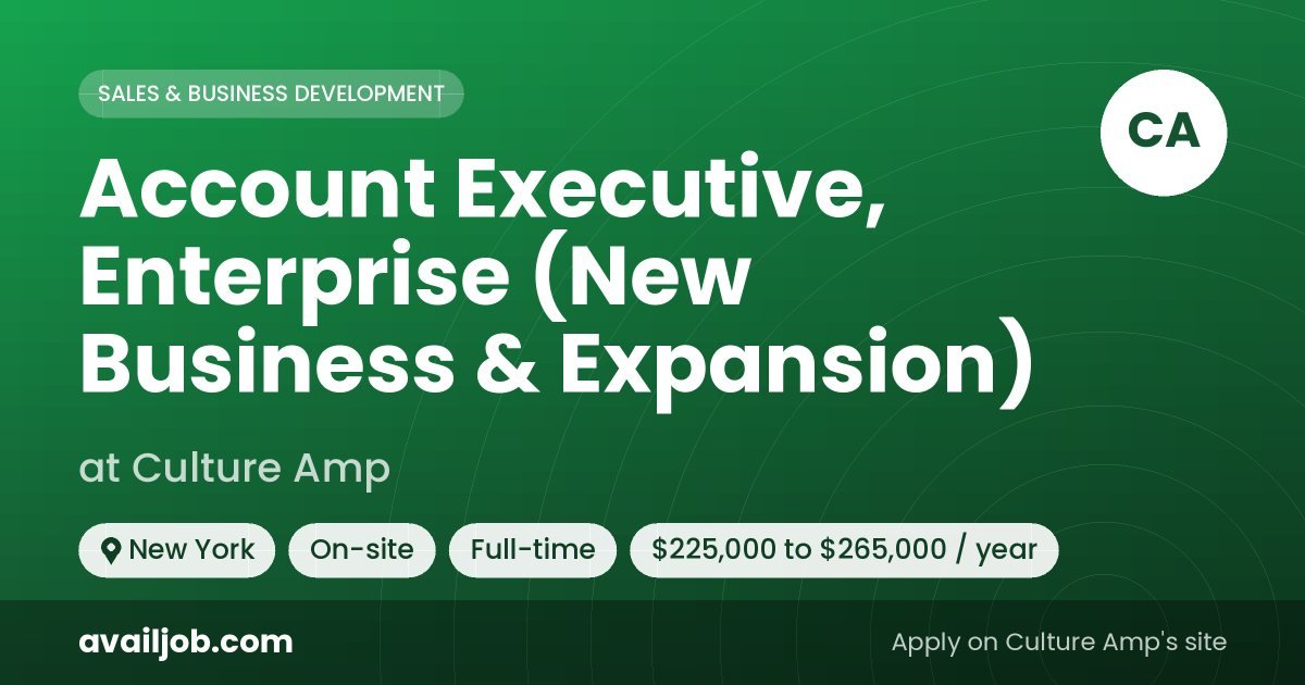 Account Executive, Enterprise (New Business & Expansion) job at Culture Amp in New York