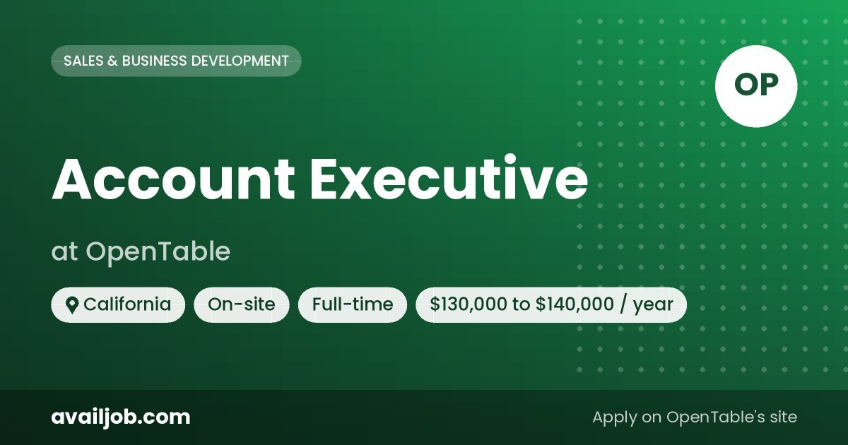 Account Executive job at OpenTable in California