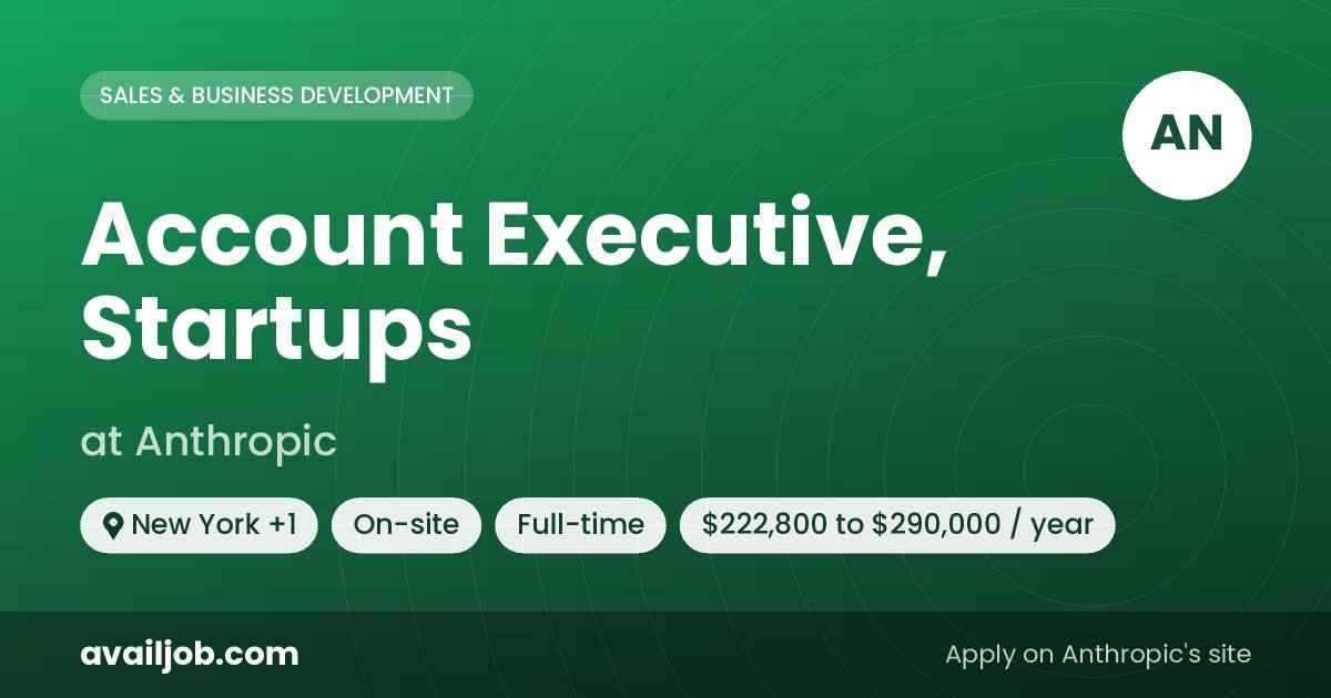 Account Executive, Startups job at Anthropic in New York