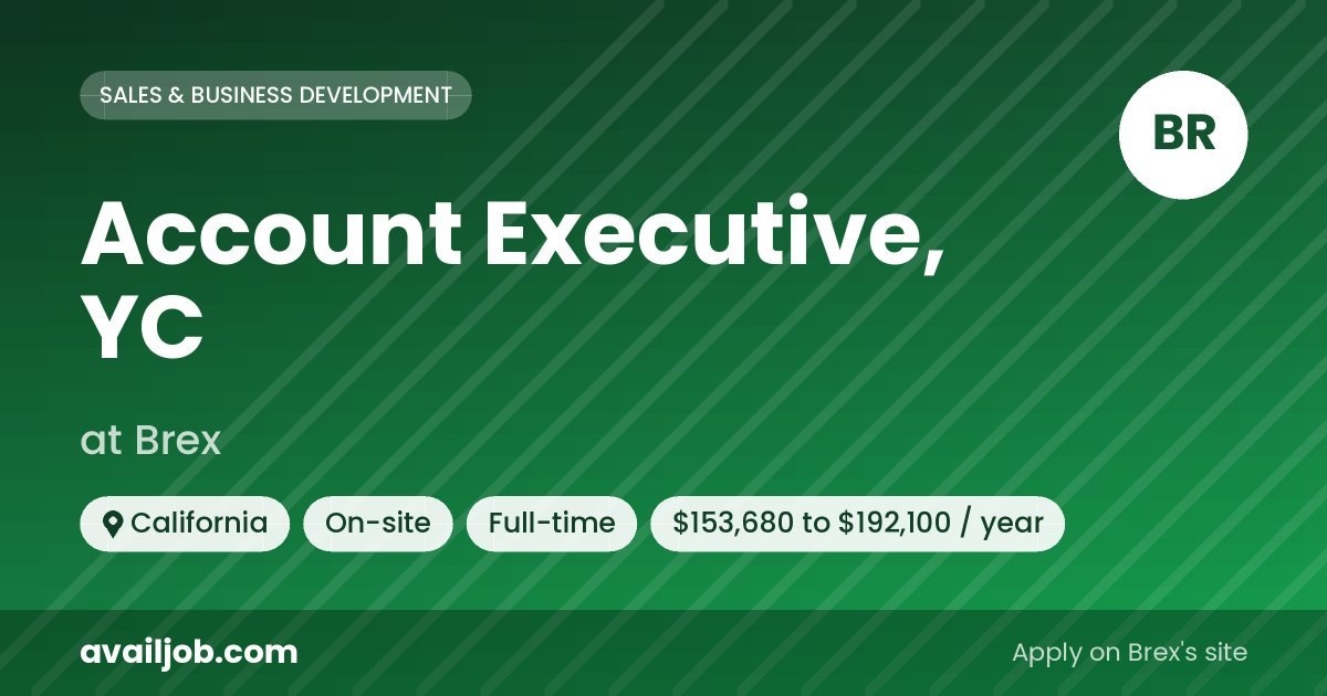 Account Executive, YC job at Brex in California