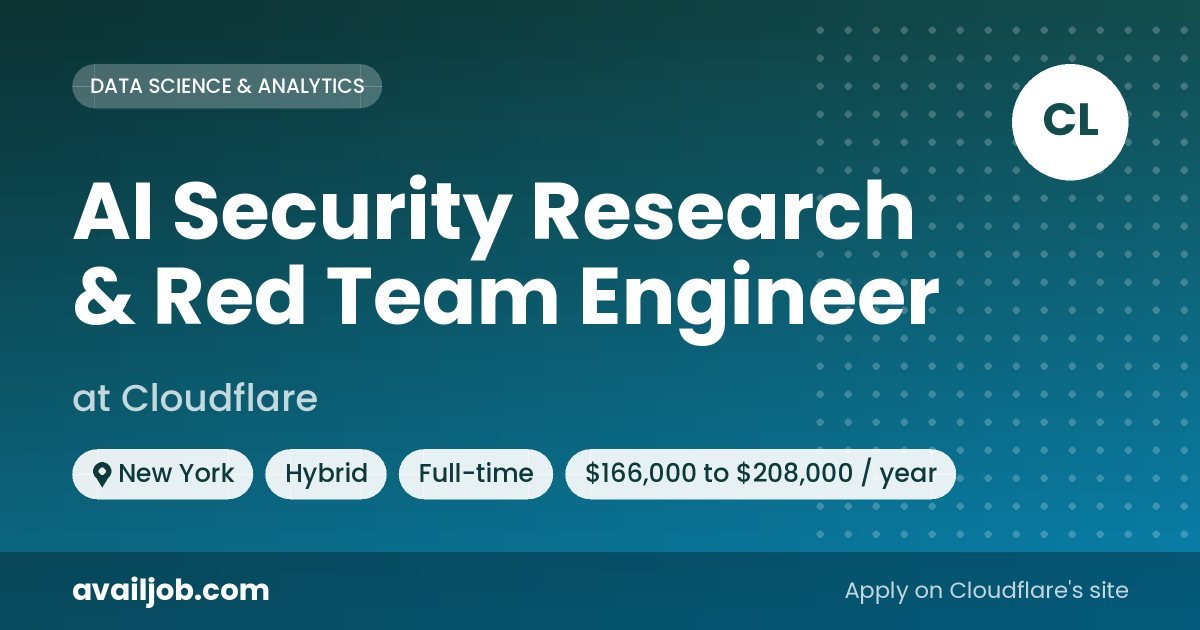 AI Security Research & Red Team Engineer job at Cloudflare in New York