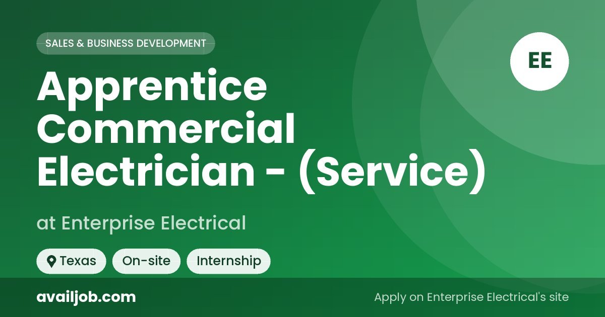 Apprentice Commercial Electrician - (Service) job at Enterprise Electrical in Texas