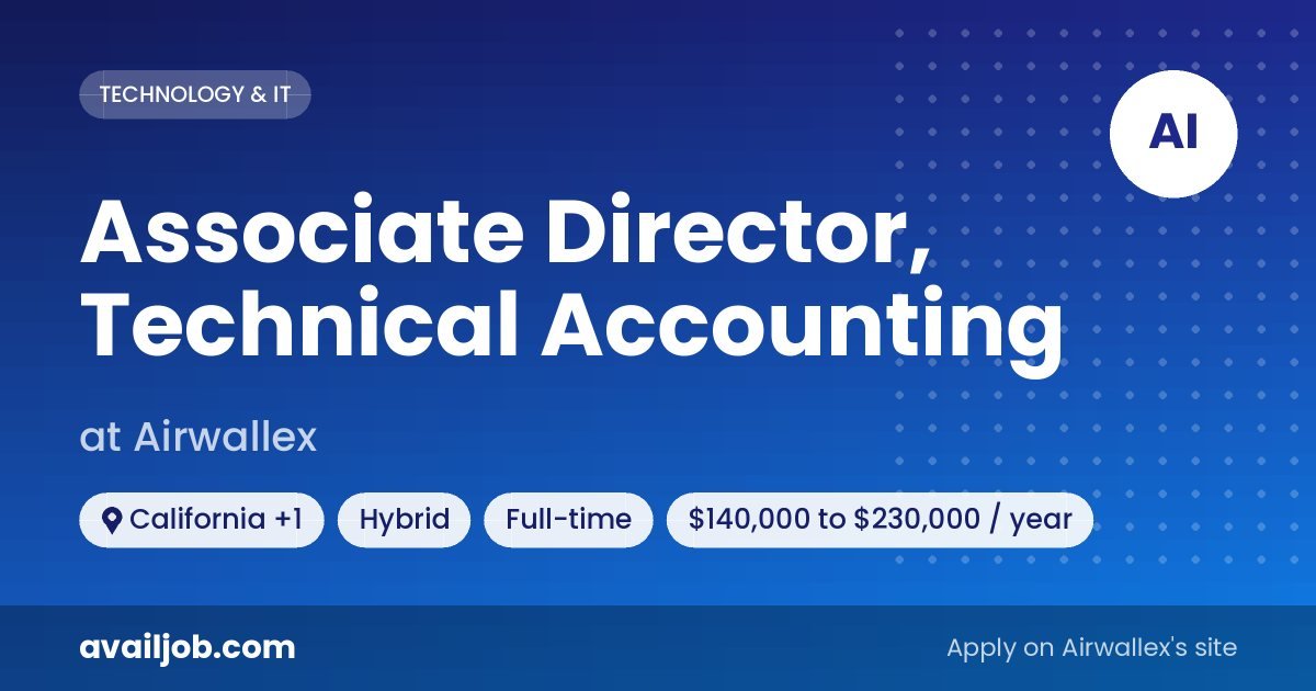 Associate Director, Technical Accounting job at Airwallex in California