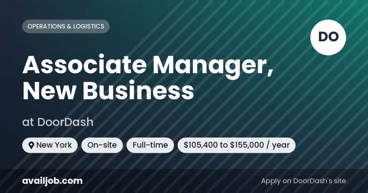 Associate Manager, New Business job at DoorDash in New York
