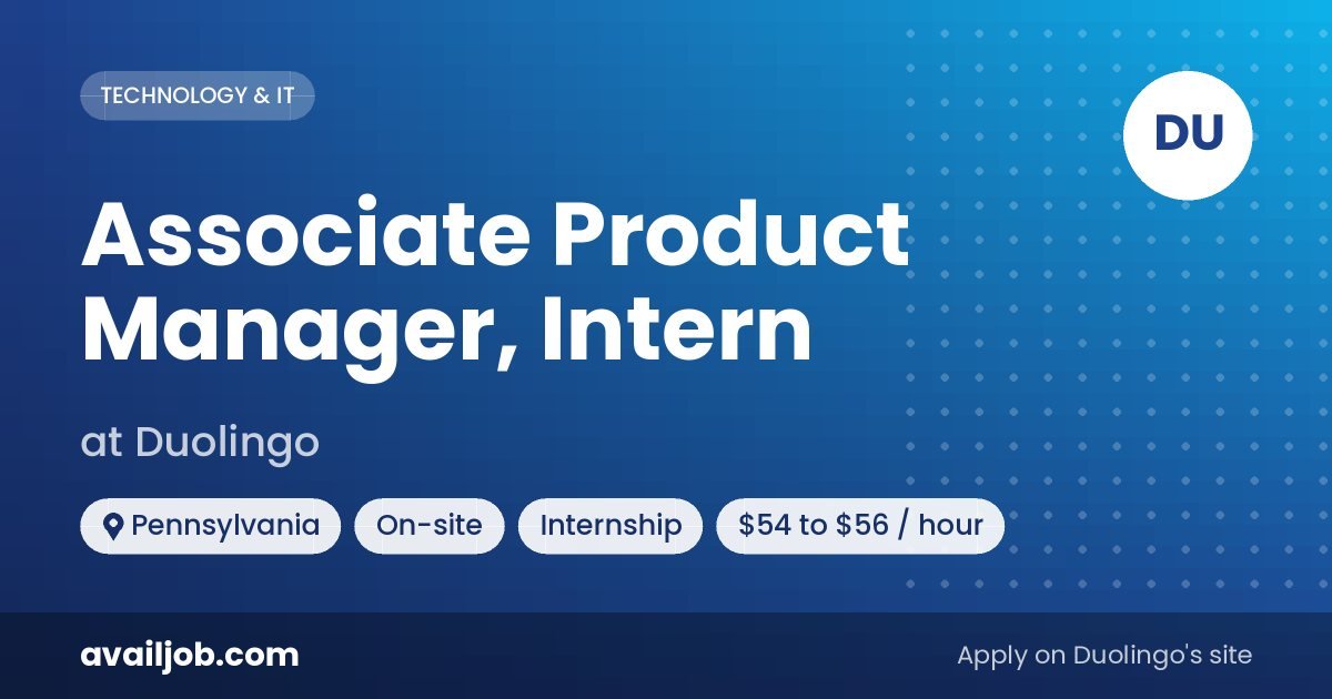 Associate Product Manager, Intern job at Duolingo in Pennsylvania