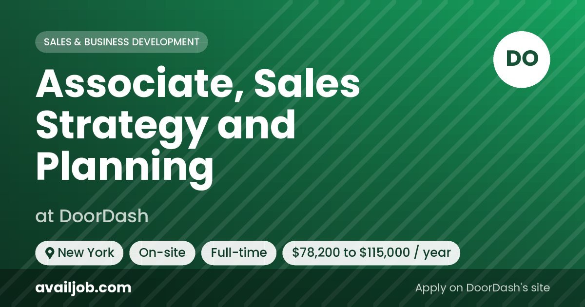 Associate, Sales Strategy and Planning job at DoorDash in New York