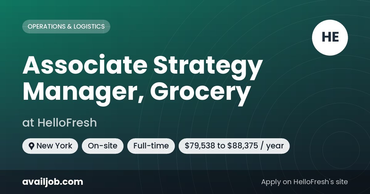 Associate Strategy Manager, Grocery job at HelloFresh in New York