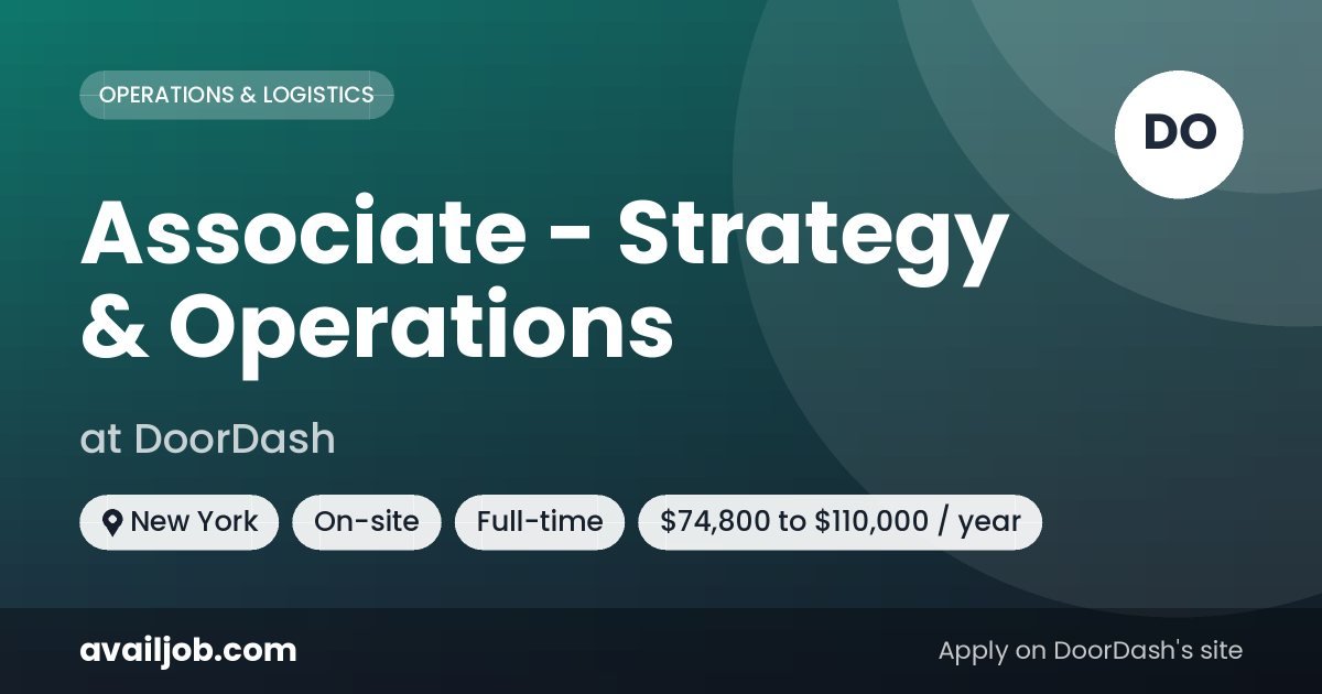 Associate - Strategy & Operations job at DoorDash in New York