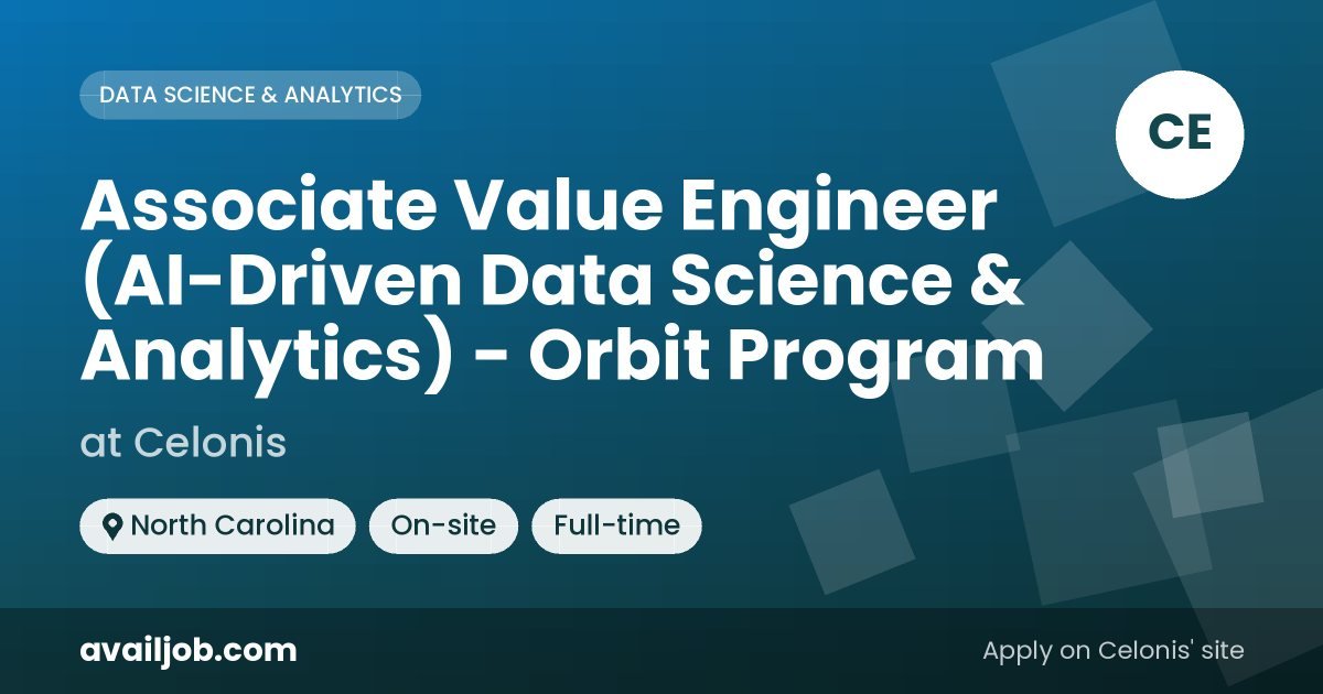 Associate Value Engineer (AI-Driven Data Science & Analytics) - Orbit Program job at Celonis in North Carolina