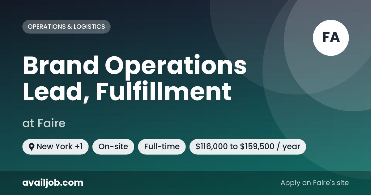 Brand Operations Lead, Fulfillment job at Faire in New York