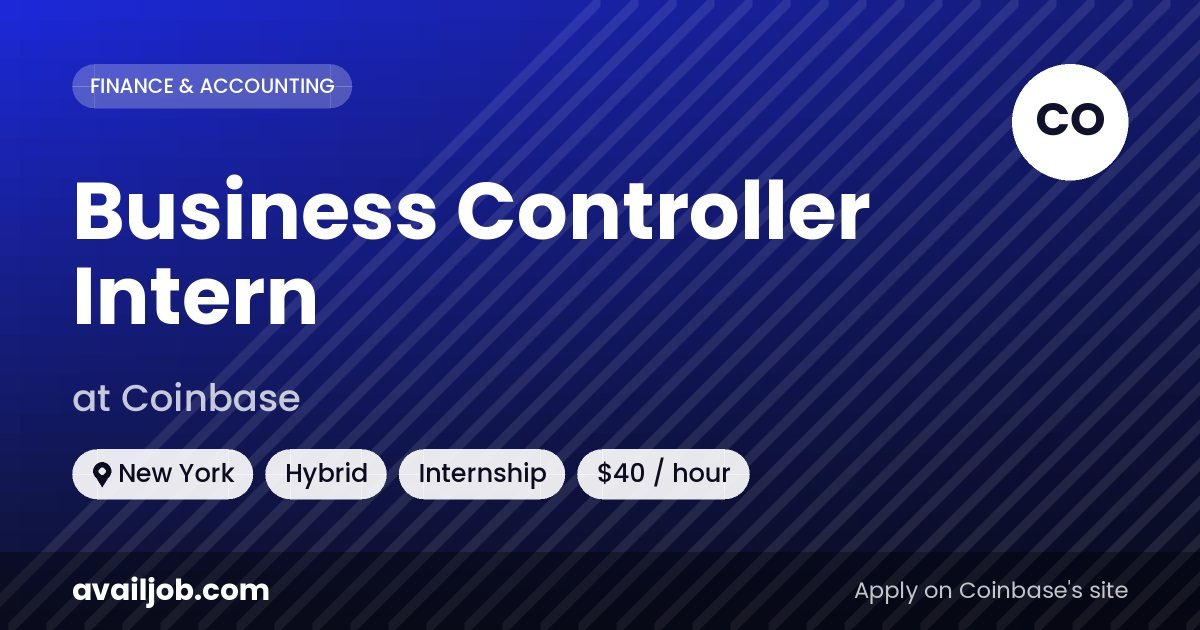 Business Controller Intern job at Coinbase in New York