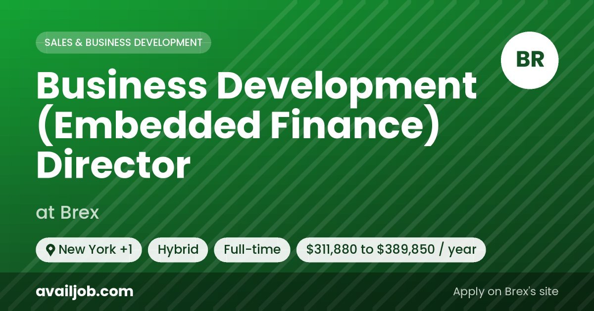 Business Development (Embedded Finance) Director job at Brex in New York