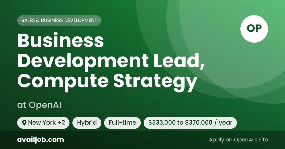 Business Development Lead, Compute Strategy job at OpenAI in New York