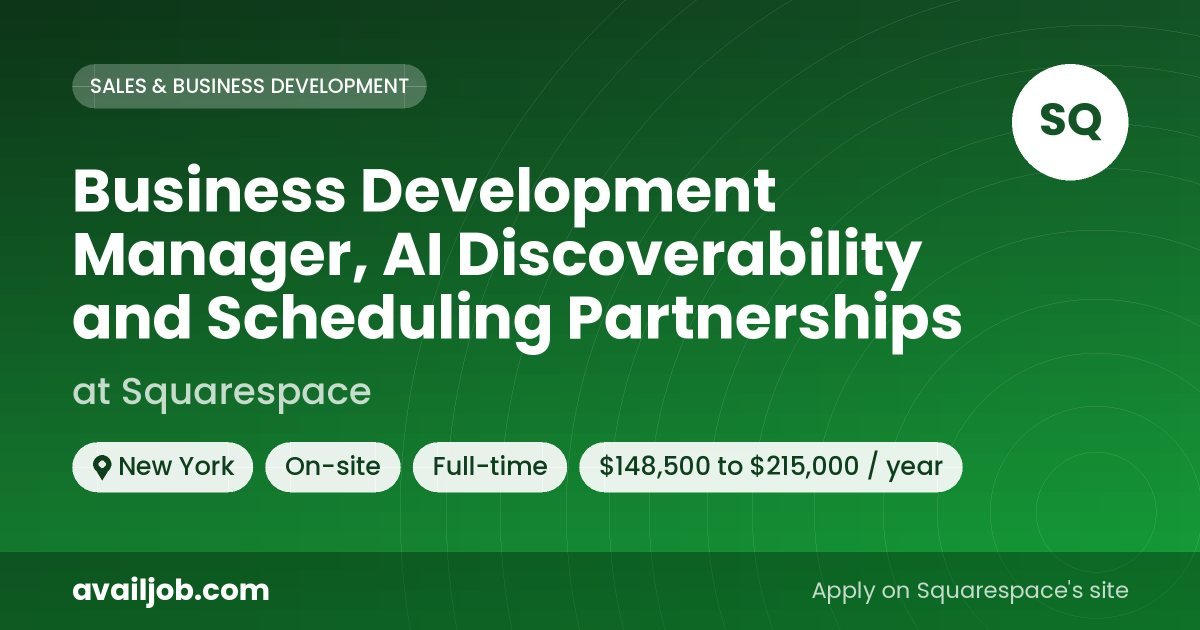 Business Development Manager, AI Discoverability and Scheduling Partnerships job at Squarespace in New York