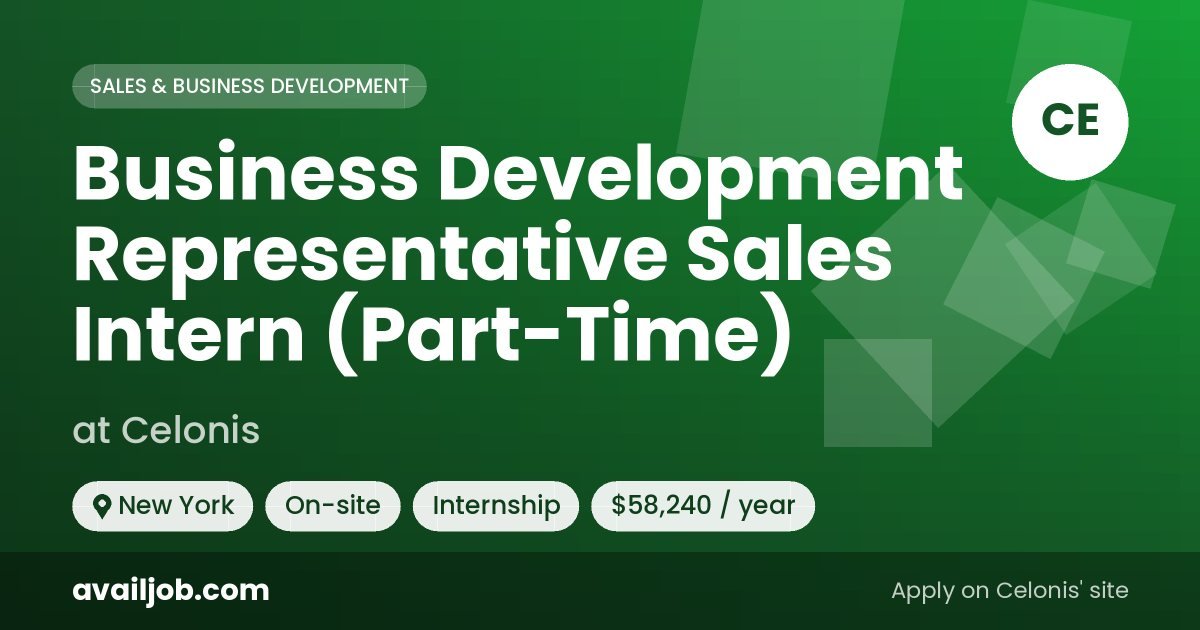 Business Development Representative Sales Intern (Part-Time) job at Celonis in New York