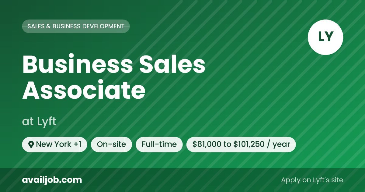 Business Sales Associate job at Lyft in New York