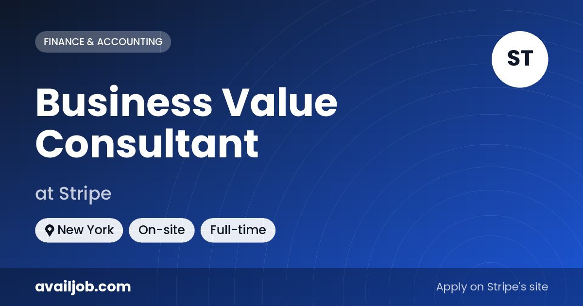 Business Value Consultant job at Stripe in New York