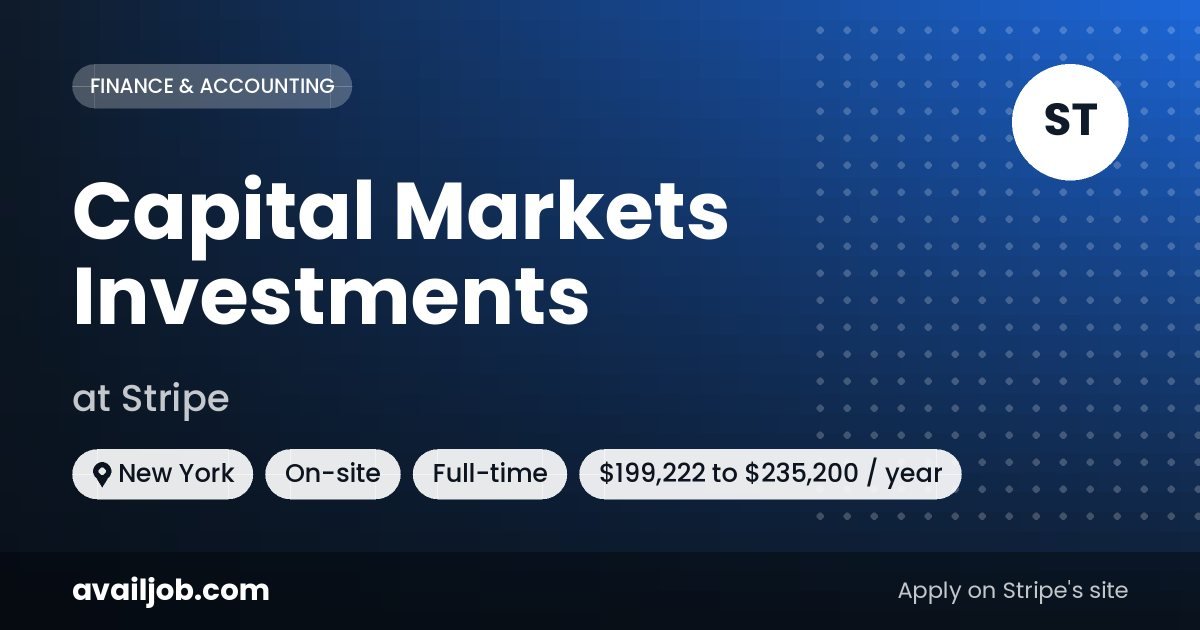 Capital Markets Investments job at Stripe in New York