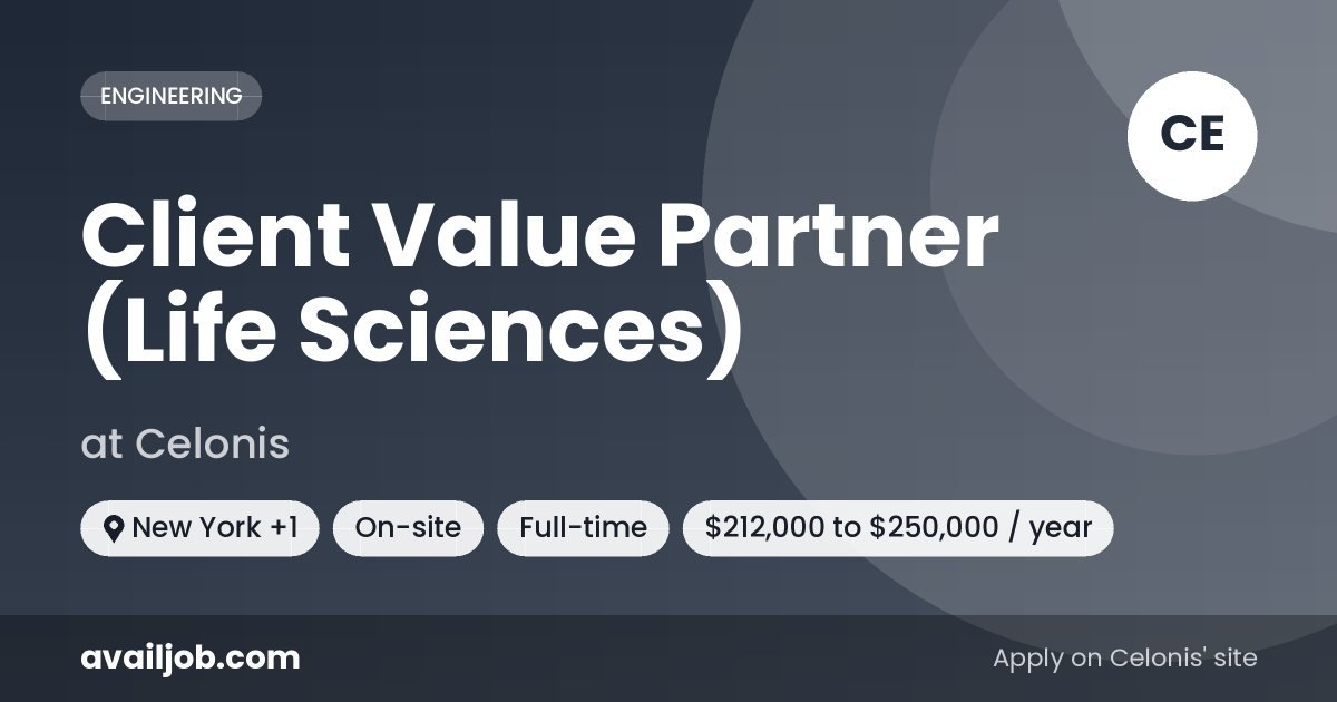 Client Value Partner (Life Sciences) job at Celonis in New York