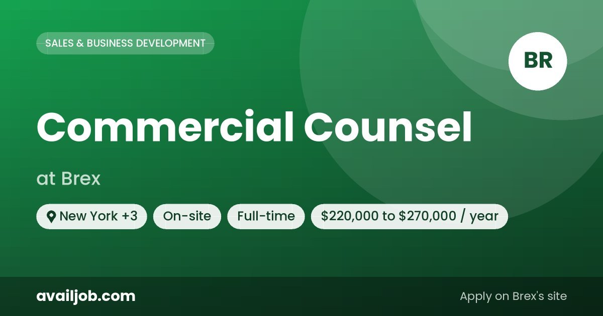Commercial Counsel job at Brex in New York