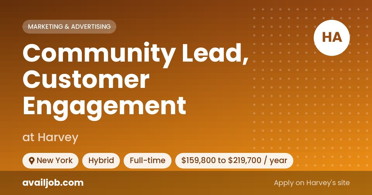 Community Lead, Customer Engagement job at Harvey in New York