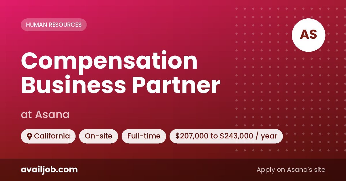Compensation Business Partner job at Asana in California