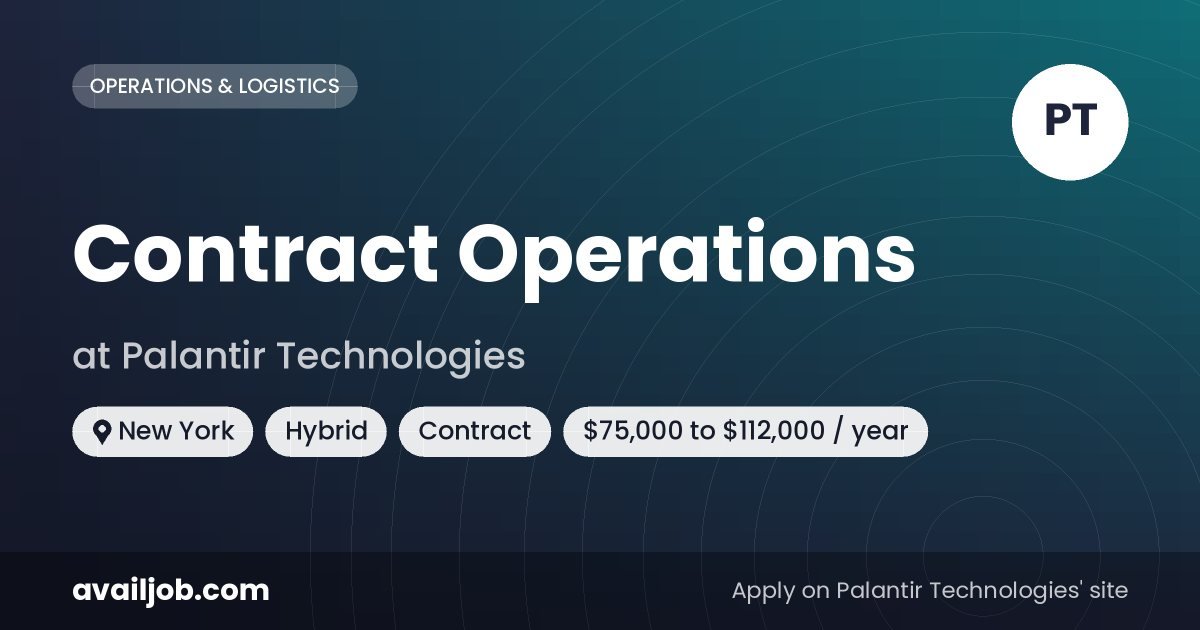 Contract Operations job at Palantir Technologies in New York