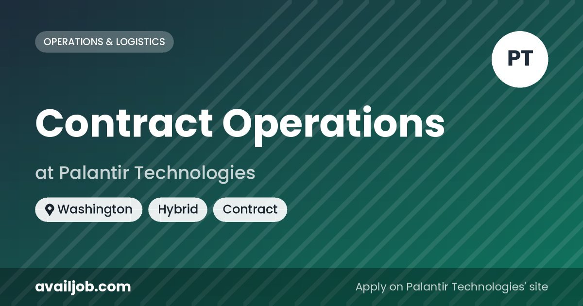 Contract Operations job at Palantir Technologies in Washington