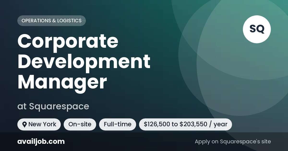 Corporate Development Manager job at Squarespace in New York