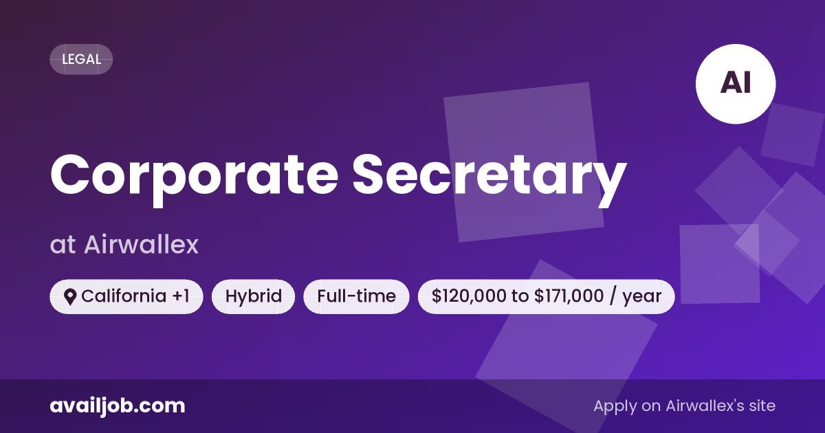 Corporate Secretary job at Airwallex in California