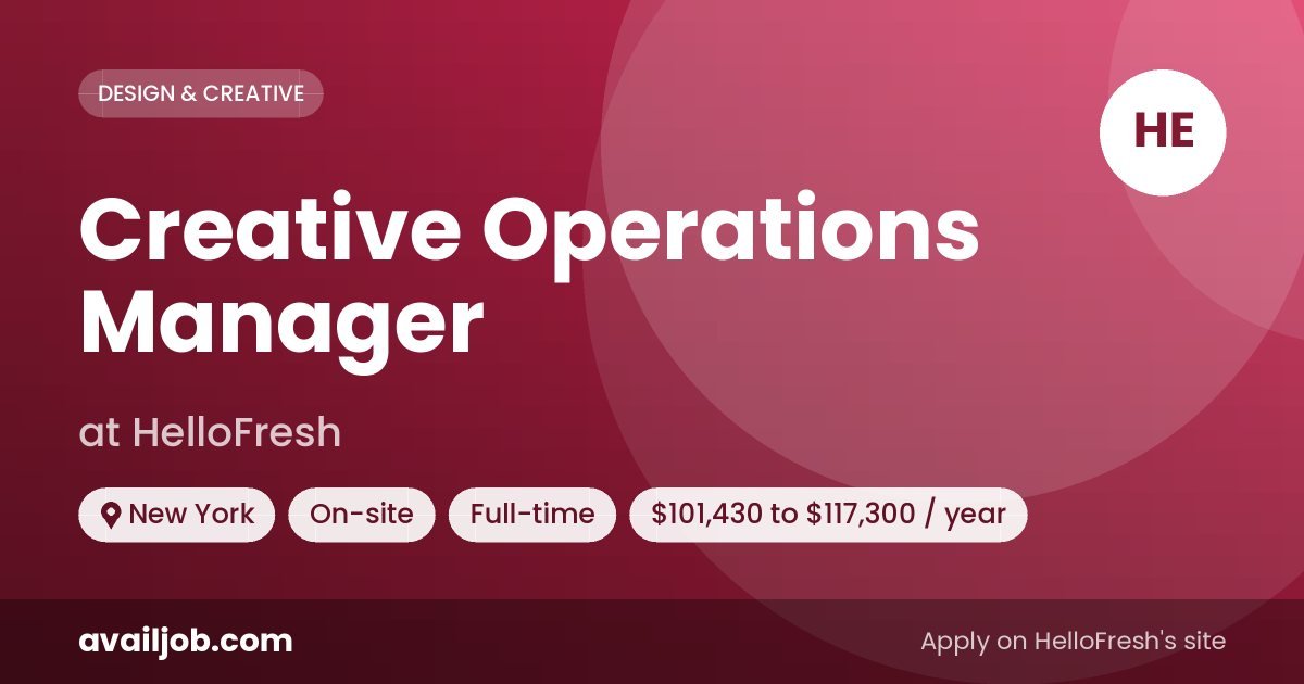 Creative Operations Manager job at HelloFresh in New York