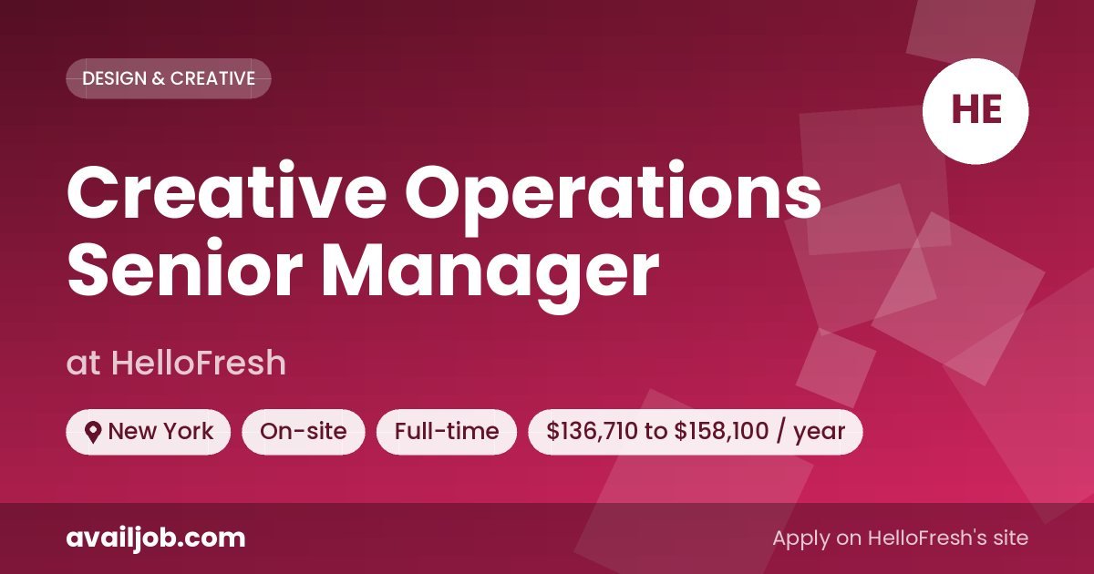 Creative Operations Senior Manager job at HelloFresh in New York