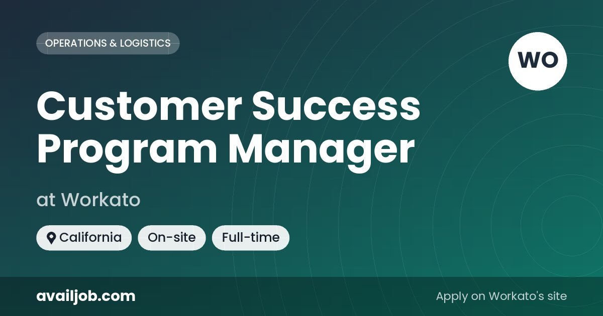 Customer Success Program Manager job at Workato in California
