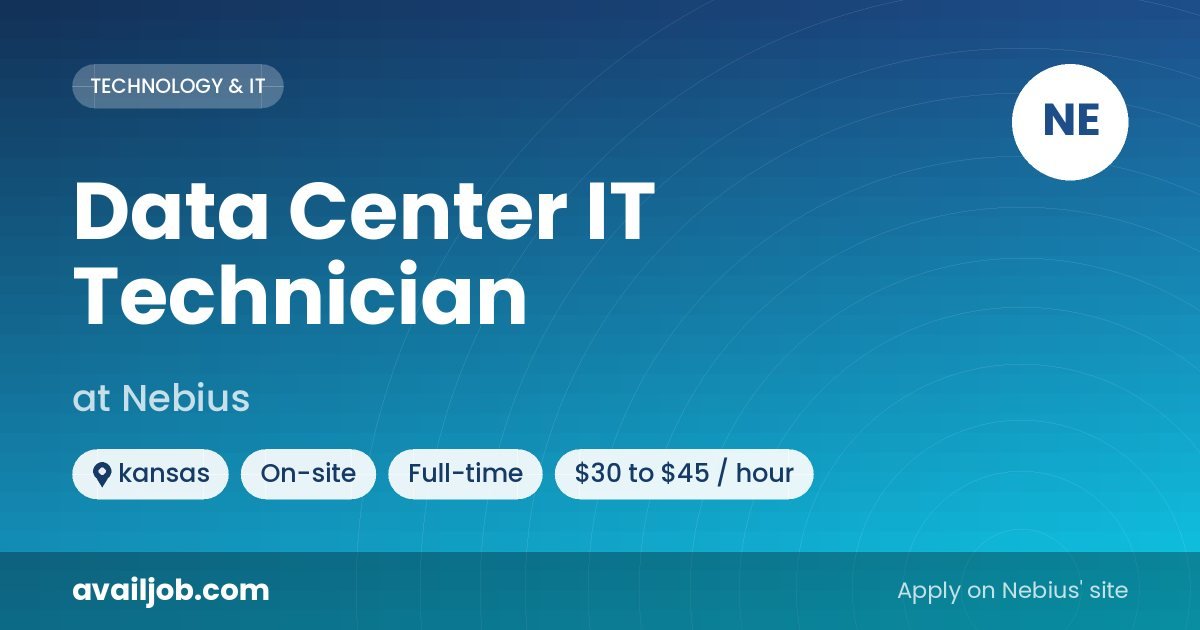 Data Center IT Technician job at Nebius in kansas