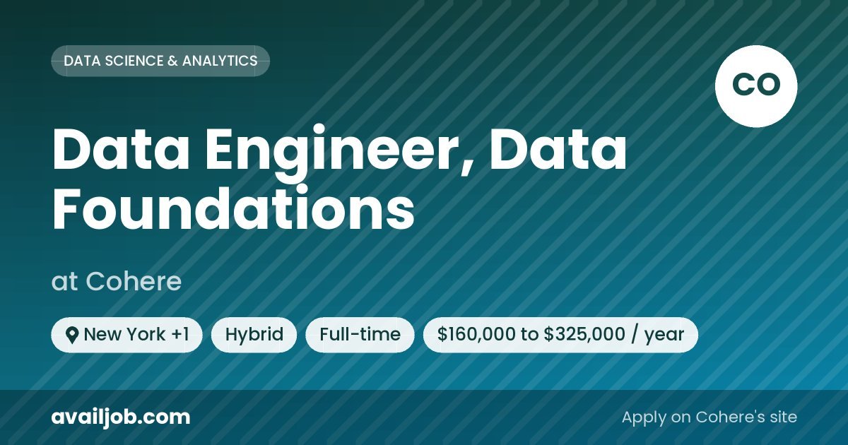 Data Engineer, Data Foundations job at Cohere in New York