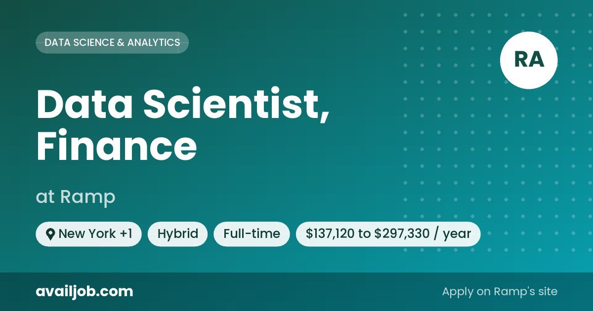 Data Scientist, Finance job at Ramp in New York