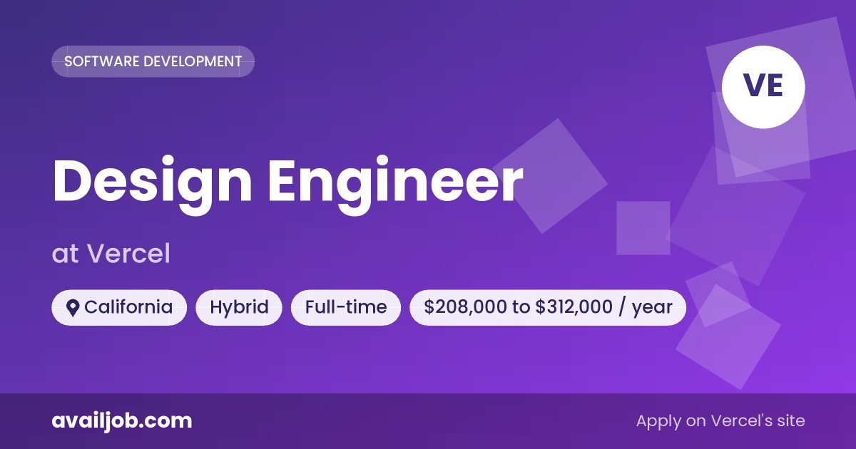 Design Engineer job at Vercel in California