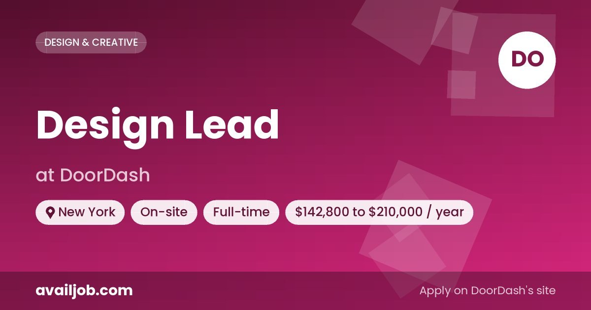 Design Lead job at DoorDash in New York