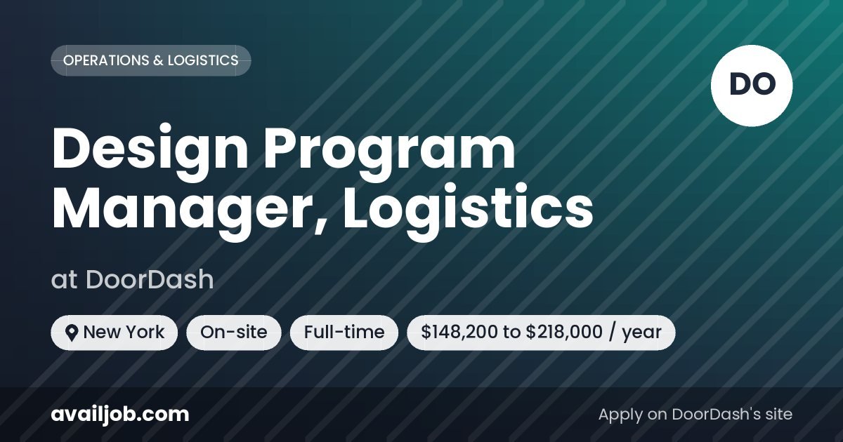 Design Program Manager, Logistics job at DoorDash in New York