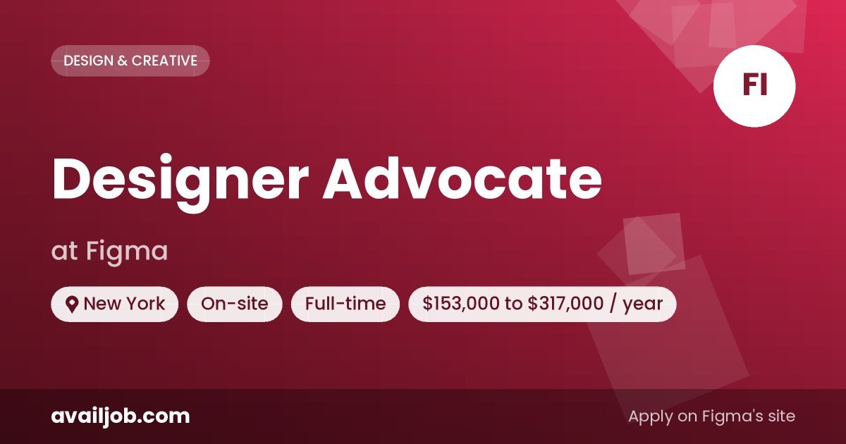 Designer Advocate job at Figma in New York